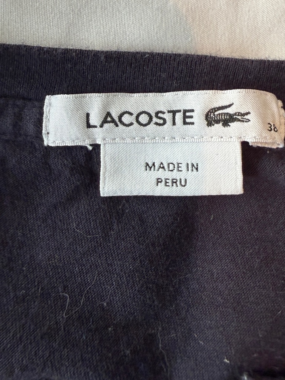Lacoste Navy & White Striped Henley Top Size 38 | French Coastal Nautical Chic - Picture 4 of 6